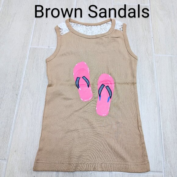 Other - Girls Printed Cute Ribbed Cotton Blend Tank Top With Netted Back, Soft and comfy